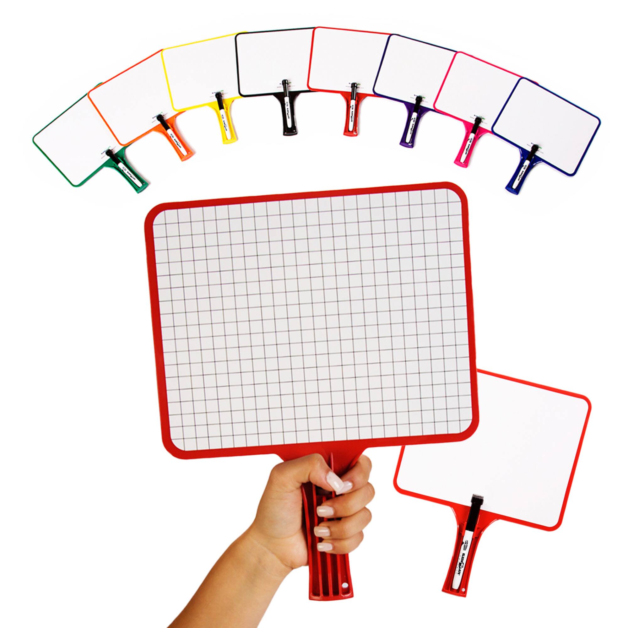 KleenSlate® Blank & Lined Double-Sided Rectangular Dry Erase Paddles with Markers, 10 Sets